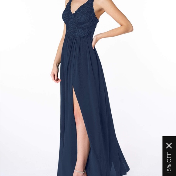 Azazie Shanna Bridesmaid Dress Dark Navy. EUC. Worn once. - Picture 3 of 8